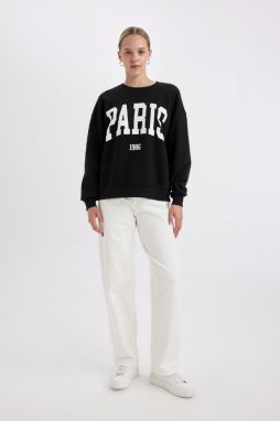 DEFACTO Loose Fit Crew Neck Printed Thick Fabric Sweatshirt