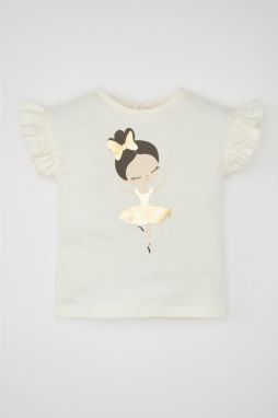 DEFACTO Baby Girl Crew Neck Ballerina Printed Short Sleeve T-Shirt