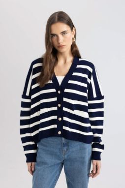 DEFACTO Oversize Fit V Neck Rib Cardigan