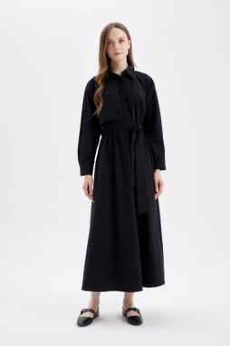 DEFACTO Shirt Collar Poplin Long Sleeve Maxi Dress