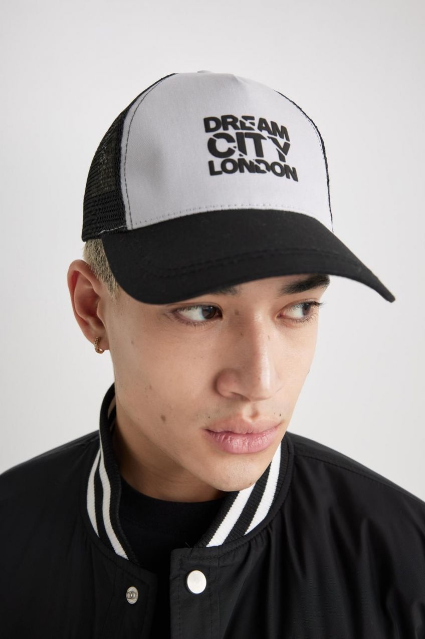 DEFACTO Men's Printed Gabardine Baseball Basketball Cap