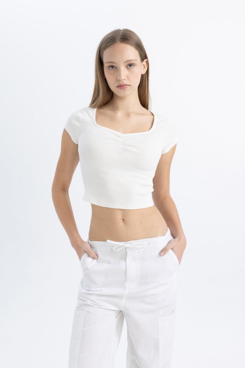 DEFACTO Cool Fitted Ribbed Camisole Short Sleeve T-Shirt