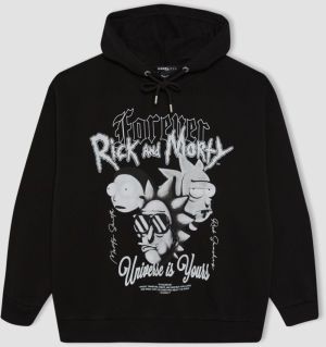 DEFACTO Cool Rick And Morty Oversize Fit Hooded Thick Fabric Sweatshirt
