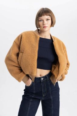 DEFACTO Bomber Plush Jacket Coat