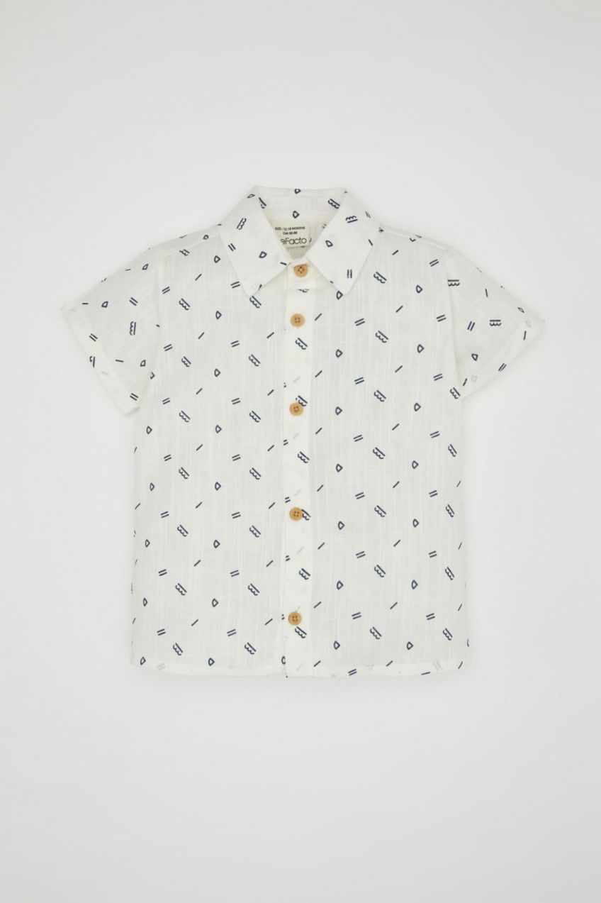 DEFACTO Baby Boy Flame Poplin Short Sleeve Shirt