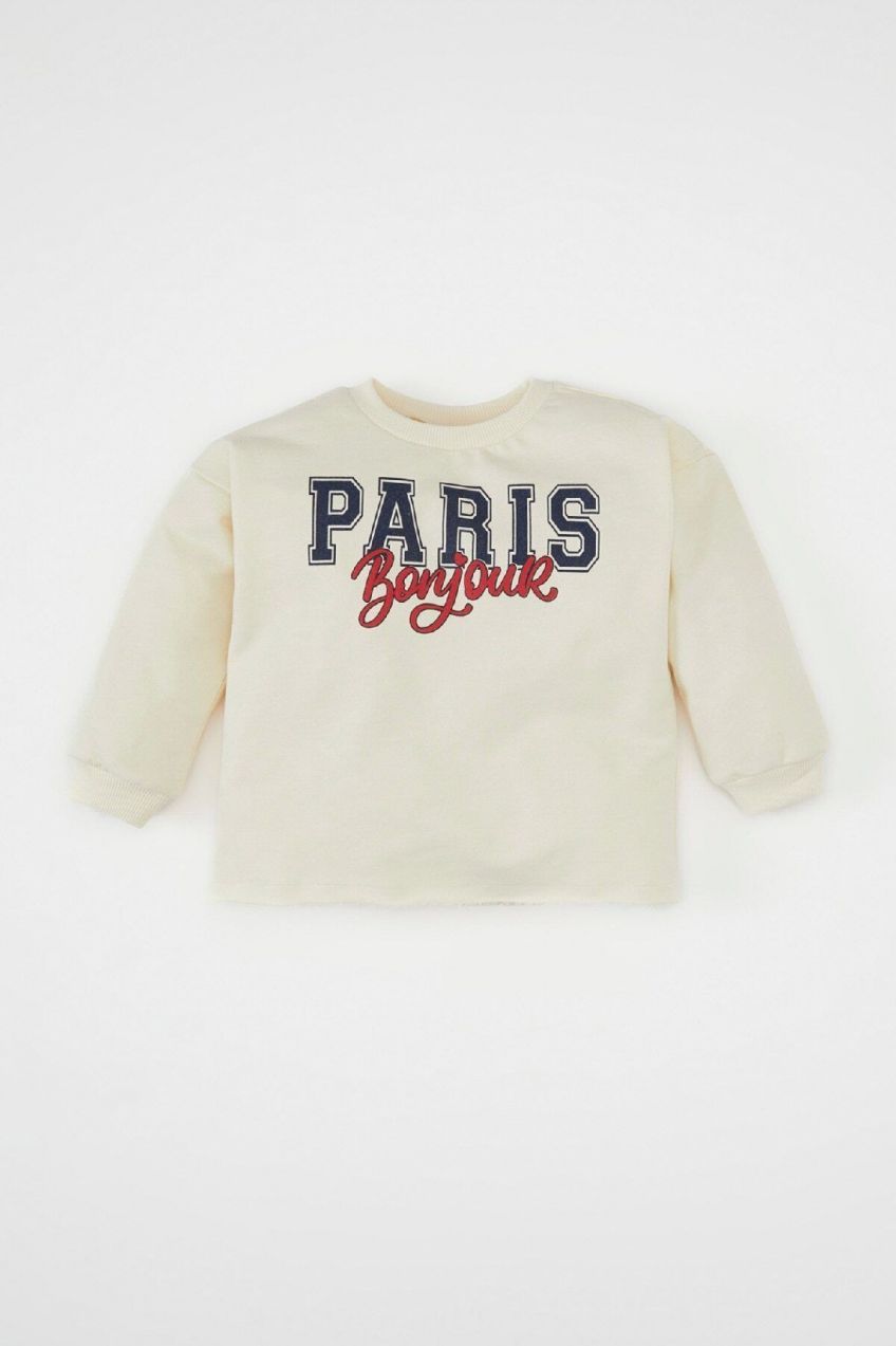 DEFACTO Baby Girl Crew Neck Printed Sweatshirt