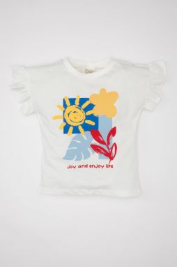 DEFACTO Baby Girl Crew Neck Floral Short Sleeve T-Shirt