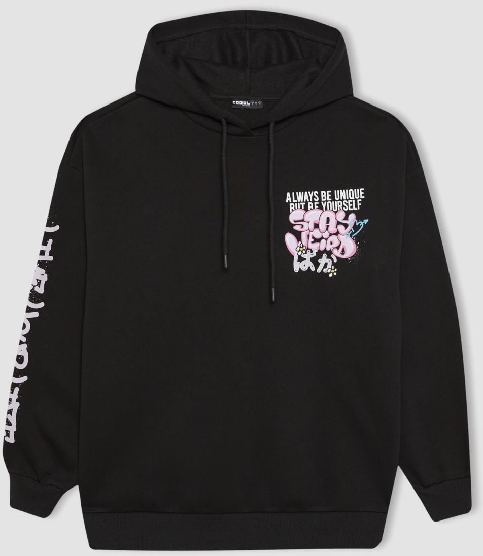 DEFACTO Coool Oversize Fit Back Printed Hooded Sweatshirt