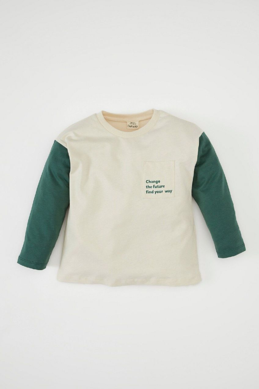 DEFACTO Baby Boy Crew Neck Printed Long Sleeve T-Shirt