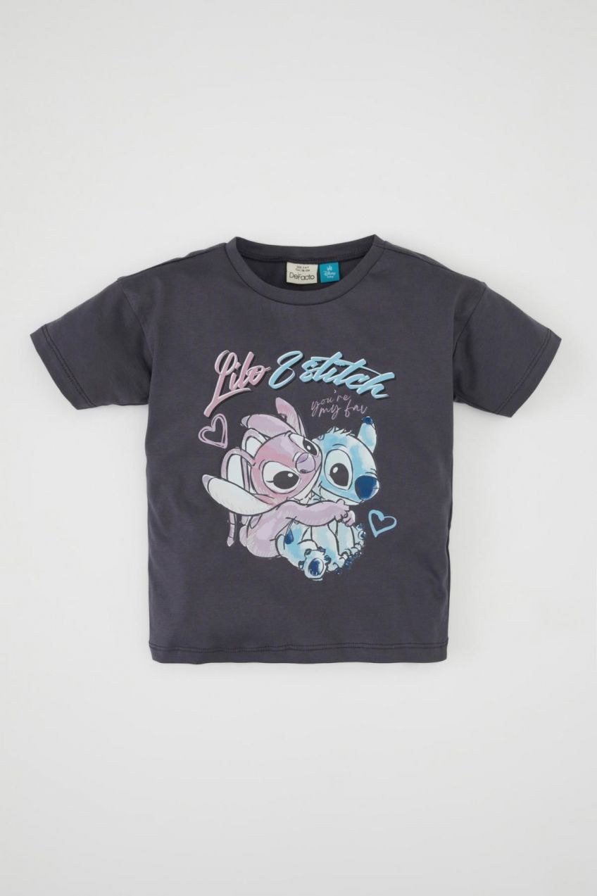 DEFACTO Baby Girl Disney Lilo & Stitch Crew Neck Short Sleeve T-Shirt