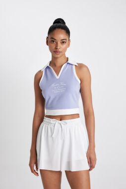 DEFACTO Fit Crop Polo Neck Printed Sports Undershirt B4581ax24sp