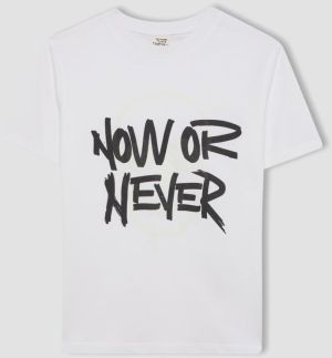 DEFACTO Boy's Crew Neck Color Changing Printed Short Sleeve T-Shirt