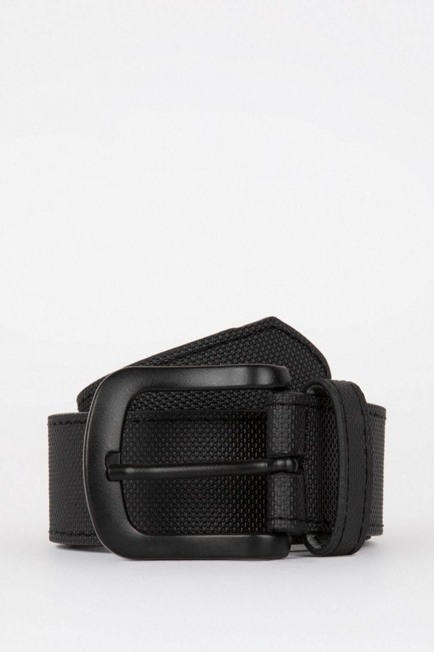 DEFACTO Men's Oval Buckle Faux Leather Jeans Belt