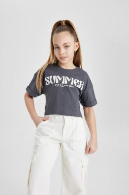 DEFACTO Girls Printed Short Sleeve T-Shirt