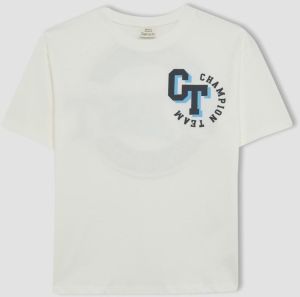 DEFACTO Boy's Oversize Fit Crew Neck Printed Short Sleeve T-Shirt