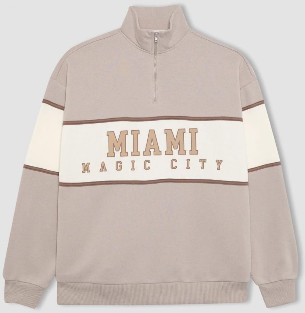 DEFACTO Fit Oversize Fit Half Zipper Thick Sweatshirt