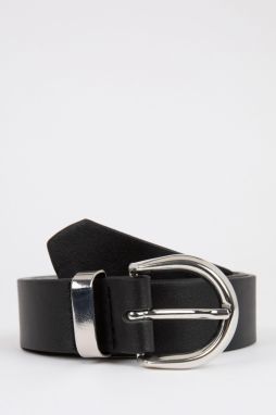 DEFACTO Women's Oval Buckle Faux Leather Jean Belt