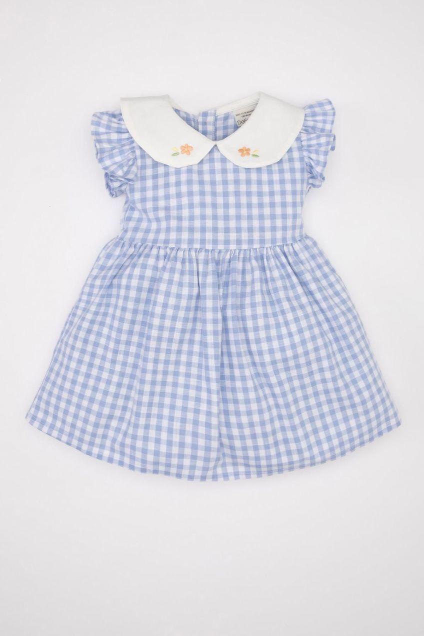 DEFACTO Baby Girl Checkered Short Sleeve Poplin Dress