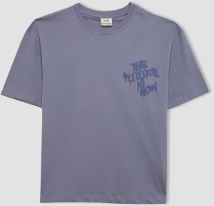 DEFACTO Boy's Oversize Fit Crew Neck Printed Short Sleeve T-Shirt