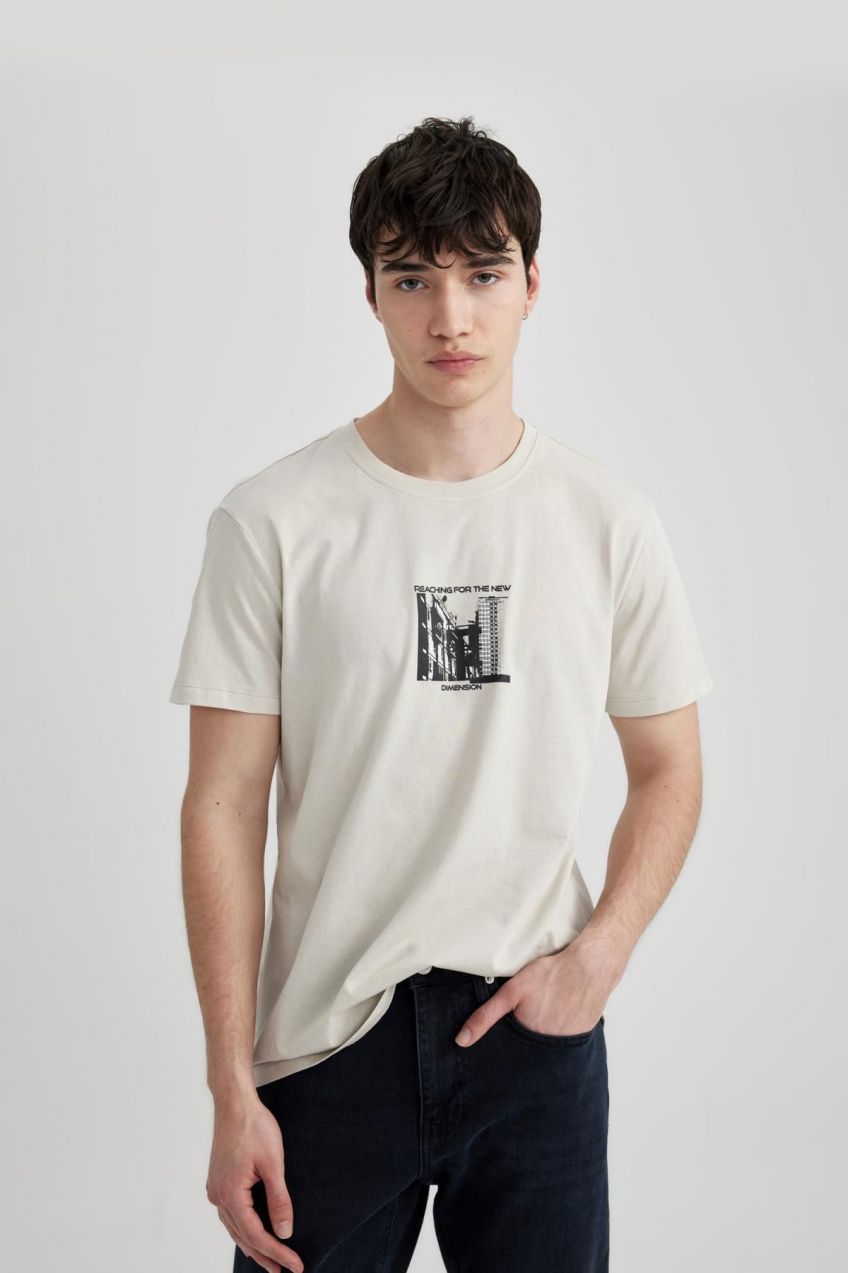 DEFACTO Slim Fit Crew Neck Printed Short Sleeve T-Shirt