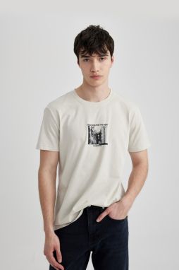 DEFACTO Slim Fit Crew Neck Printed Short Sleeve T-Shirt