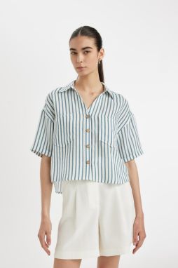 DEFACTO Striped Muslin Short Sleeve Shirt