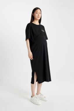 DEFACTO Regular Fit Short Sleeve Midi Maternity Dress