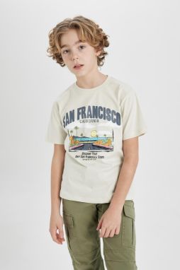 DEFACTO Boys' Crew Neck Printed Short Sleeve T-Shirt