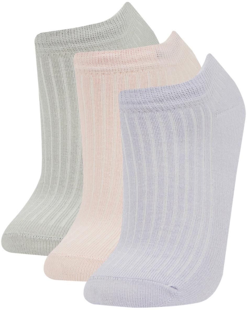 DEFACTO Girl's 3-Piece Cotton Booties Socks