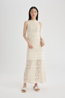 DEFACTO A-Line Barbell Neck Crochet Sleeveless Maxi Dress