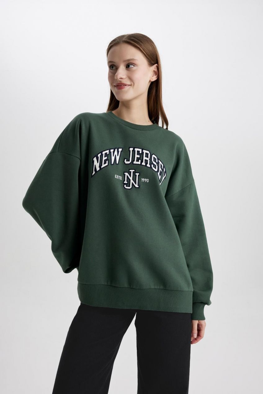 DEFACTO Relax Fit Crew Neck Printed Sweatshirt