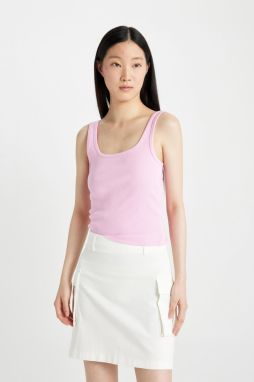 DEFACTO Slim Fit Square Neck Ribbed Camisole Casual Tank Top