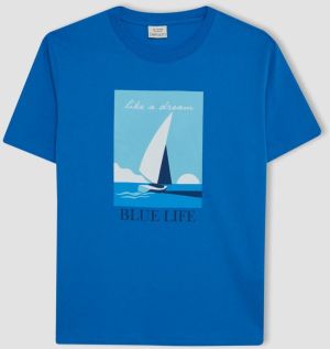 DEFACTO Boy's Crew Neck Printed Short Sleeve T-Shirt