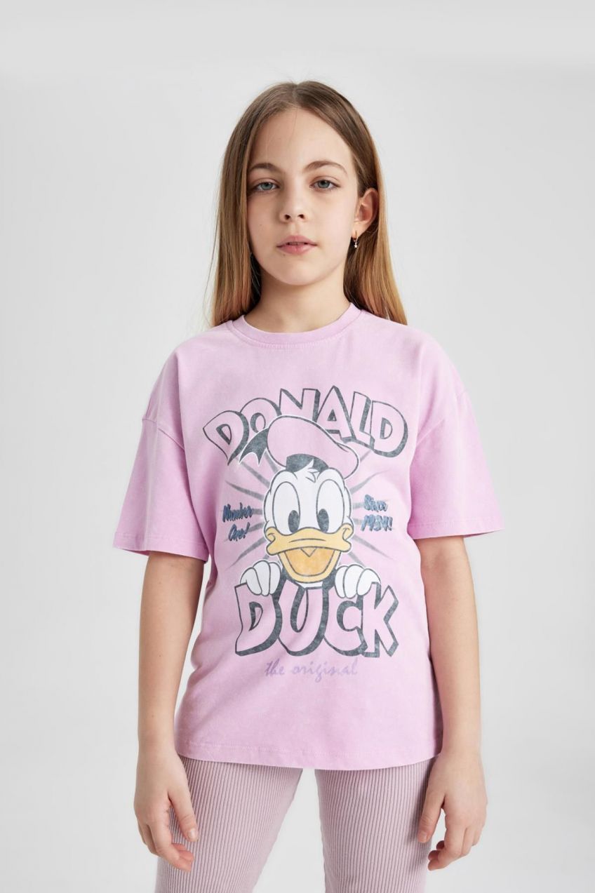 DEFACTO Girls Disney Mickey & Minnie Oversize Fit Short Sleeve T-shirt