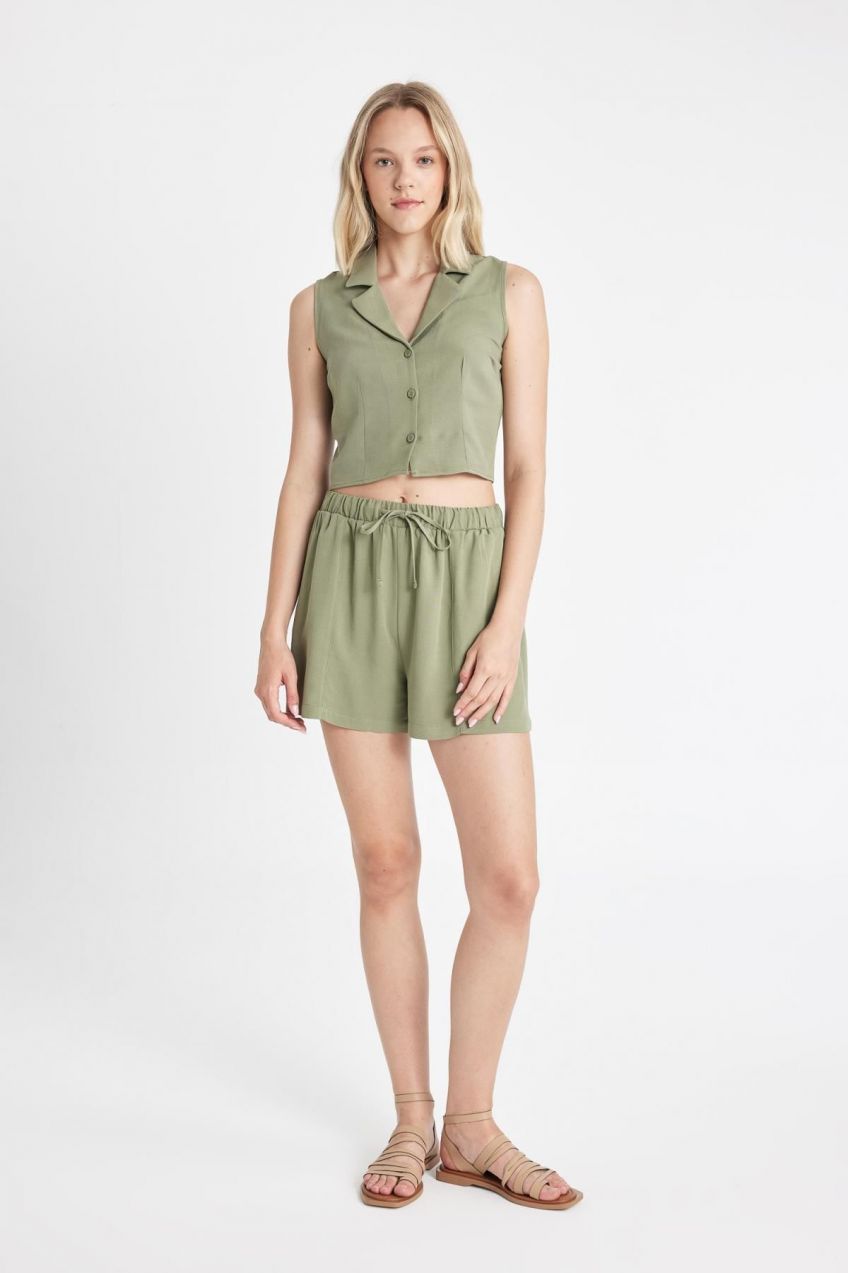 DEFACTO Regular Fit Normal Waist Linen Blend Shorts