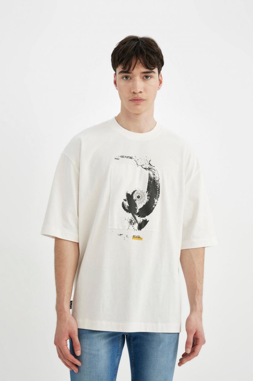 DEFACTO Loose Fit Crew Neck Printed Short Sleeve T-Shirt