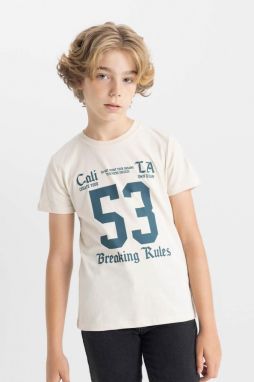 DEFACTO Boy's Crew Neck Printed Short Sleeve T-Shirt