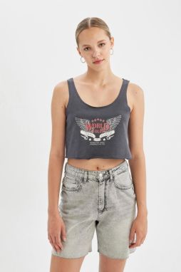 DEFACTO Loose Fit Printed Crew Neck Thick Fabric Undershirt
