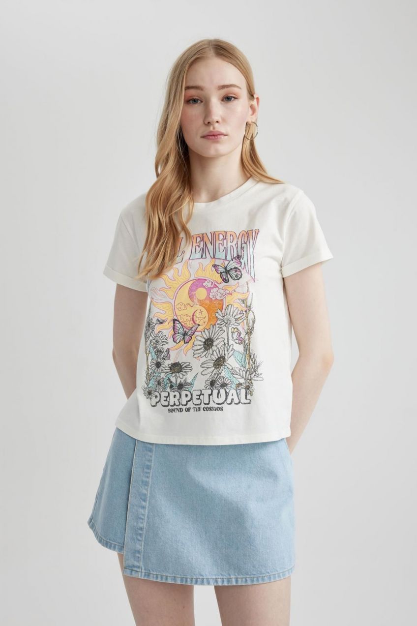 DEFACTO Cool Fitted Printed Short Sleeve T-Shirt