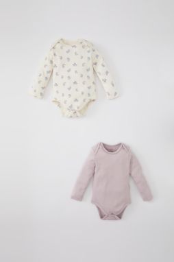 DEFACTO Baby Girl Newborn Fruit Patterned 2-Piece Long Sleeve Snap Body