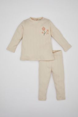 DEFACTO Baby Girl Embroidered Long Sleeve Ribbed Camisole Pajama Set