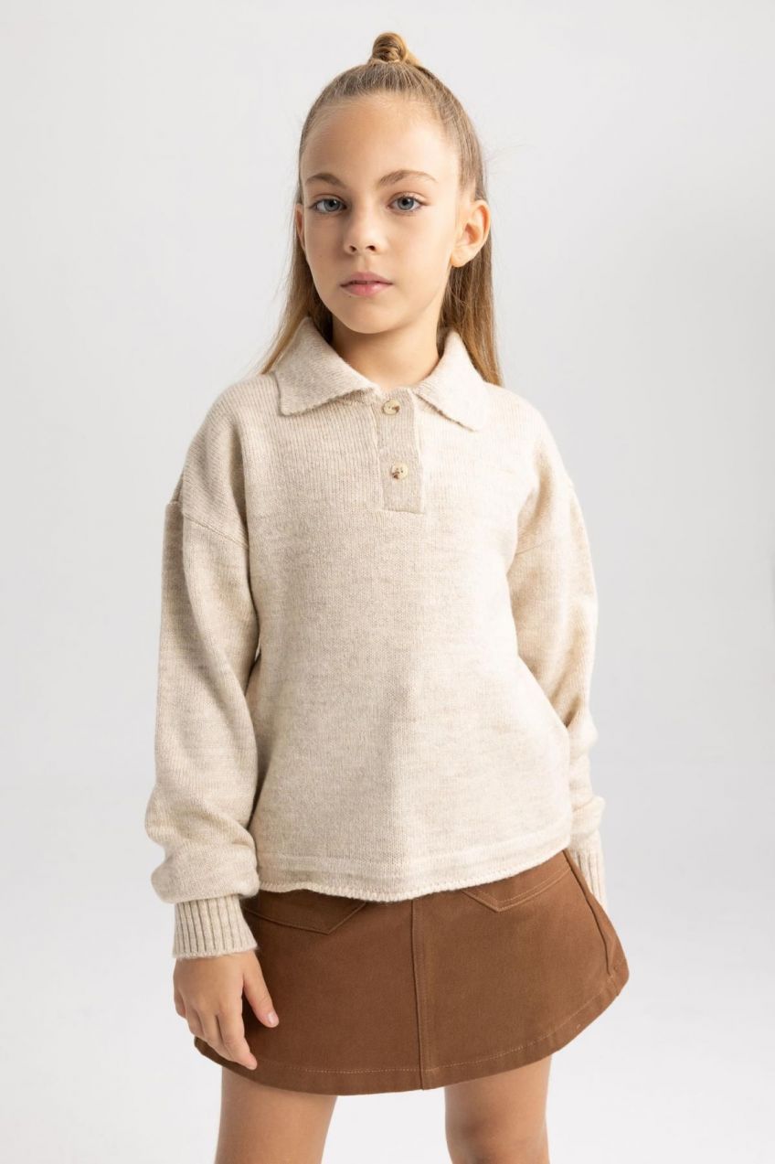 DEFACTO Girl's Polo Neck Sweater
