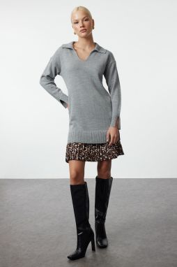 Trendyol Dark Gray Midi Knitwear Dress