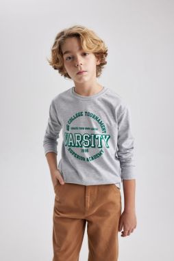 DEFACTO Boy's Crew Neck Printed Long Sleeve T-Shirt