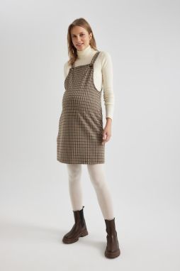 DEFACTO Regular Fit Patterned Maternity Mini Overall Dress