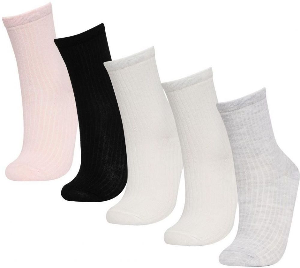 DEFACTO Girl's 5-Piece Cotton Long Socks