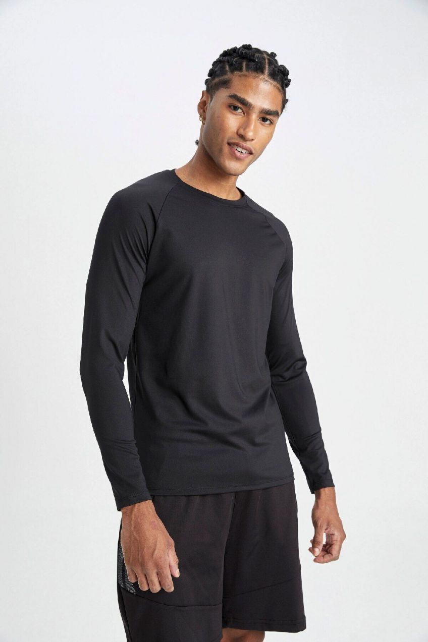 DEFACTO Fit Slim Fit Crew Neck Printed Sportsman Long Sleeve T-Shirt