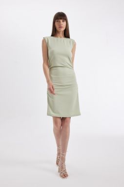 DEFACTO Bodycon Round Neck Crepe Sleeveless Midi Dress