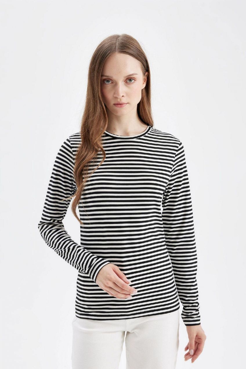 DEFACTO Striped Long Sleeve T-Shirt Tunic