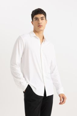 DEFACTO Slim Fit Polo Collar Long Sleeve Shirt